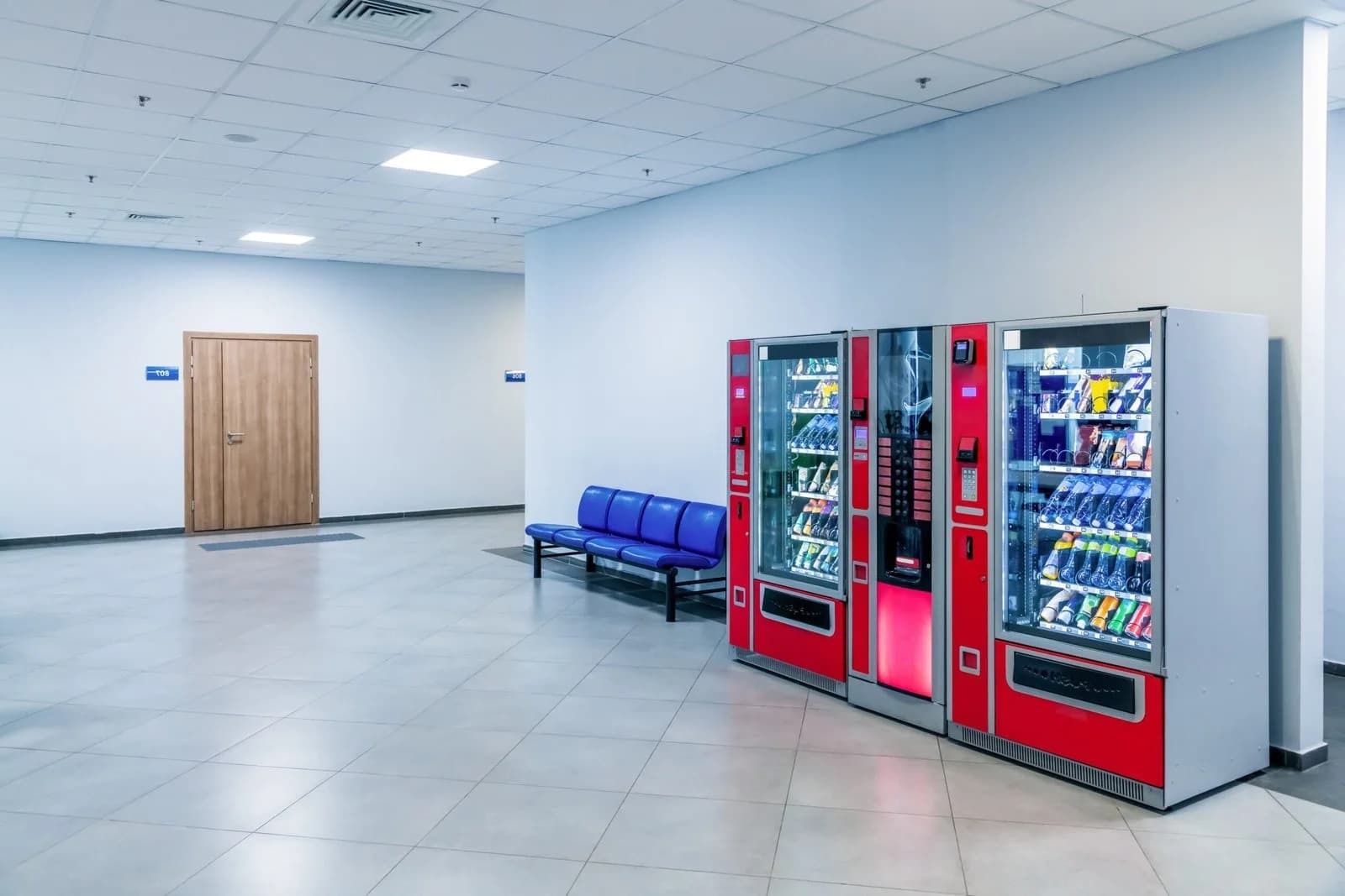 Vending machines in a bright public building