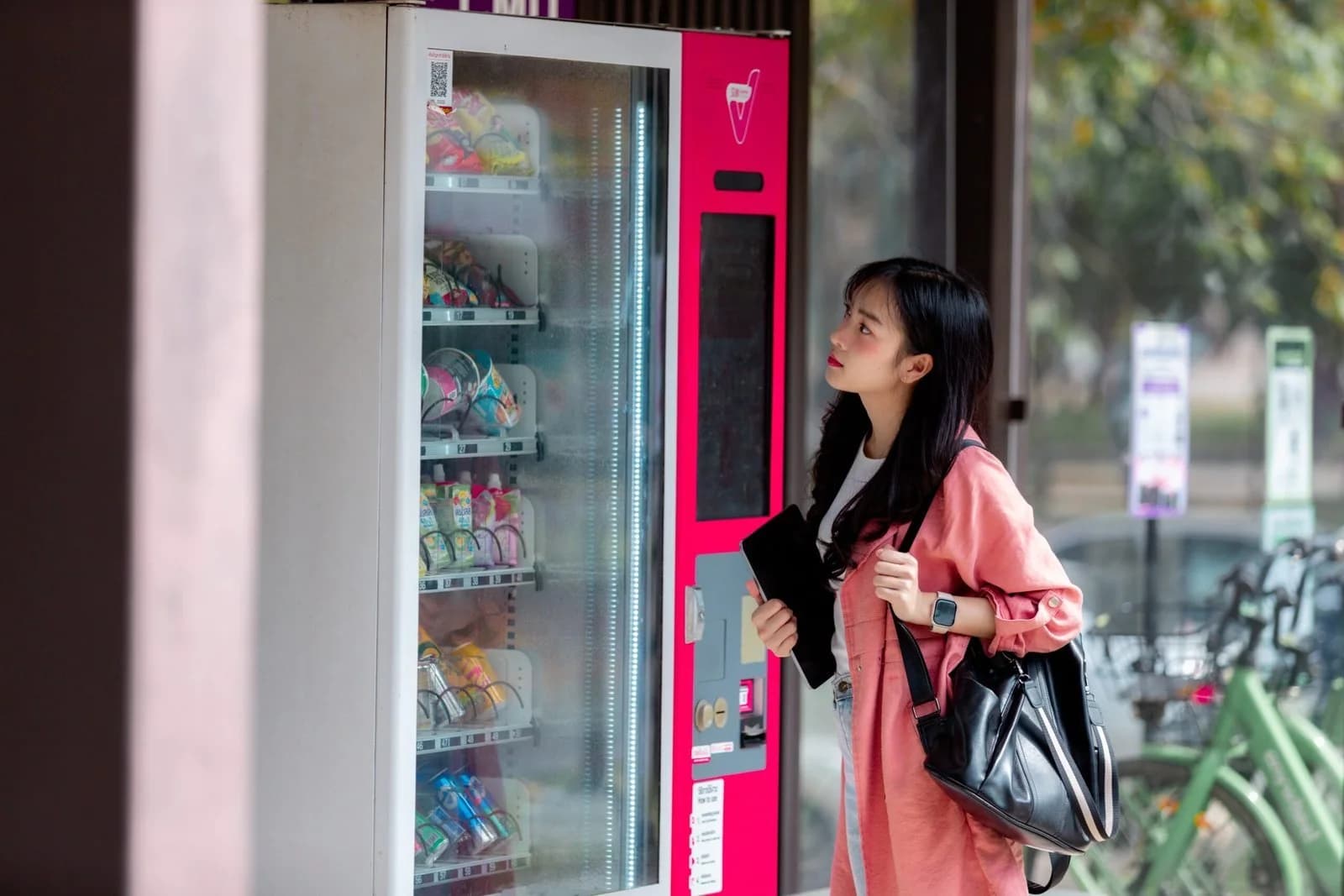 A student choosing a snack